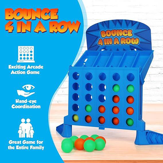 Bounce Balls Shots Game, 4 In a Row Ball Bounce Game, Connect Four Jumping Ball Game, Bounce Ball Game Family Party Games, Funny Ball Tabletop Game Toys