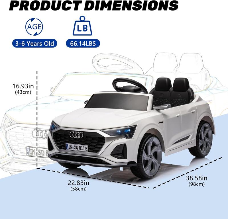 12V Electric Ride-On Audi SQ8 for Kids, featuring Remote Control, Dual Drive, Suspension, and LED Lights. Ideal for children ages 3-6! clearance sale outdoor toy