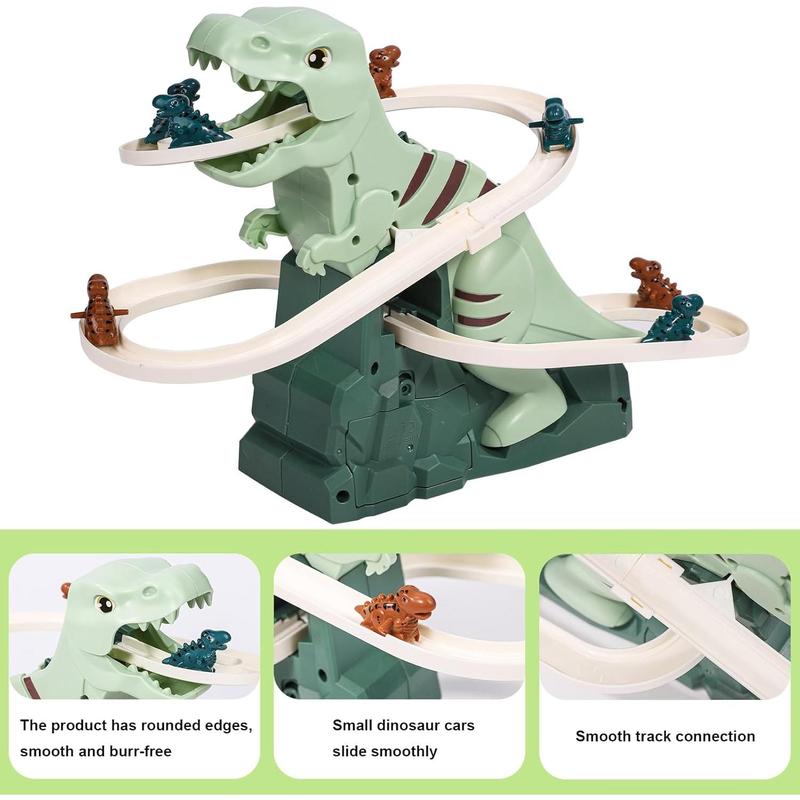 Dinosaur Roller Coaster Toy, Dinosaur Chasing Race Track Game with 6pcs Small Dinosaur Cars Dinosaur Race Track Toys Dinosaur Adventure Roller Coaster for Kids