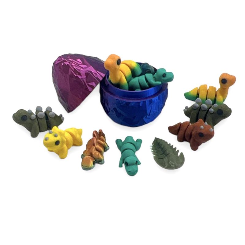 3d Printed Micro Dinosaur Random 5 Pack with Optional Dino Egg