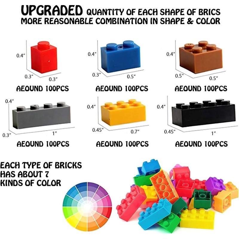 3 otters 1000PCS Building Blocks, Building Blocks Set Bulk Classic Basic Building Blocks Kit Compatible with All Major Brands for Kids