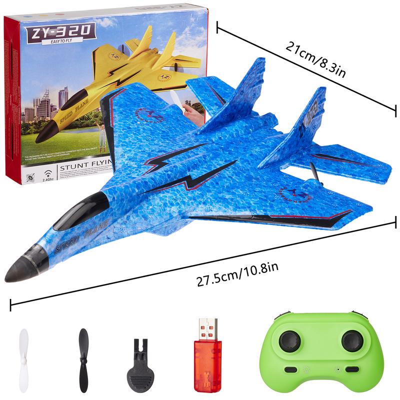 RC Airplane Toys, 2.4Ghz Remote Control Airplane Toy with Colorful LED Lights, Foam Gliders Ready to Fly Toy for Kids Adult Beginner, Blue rc car