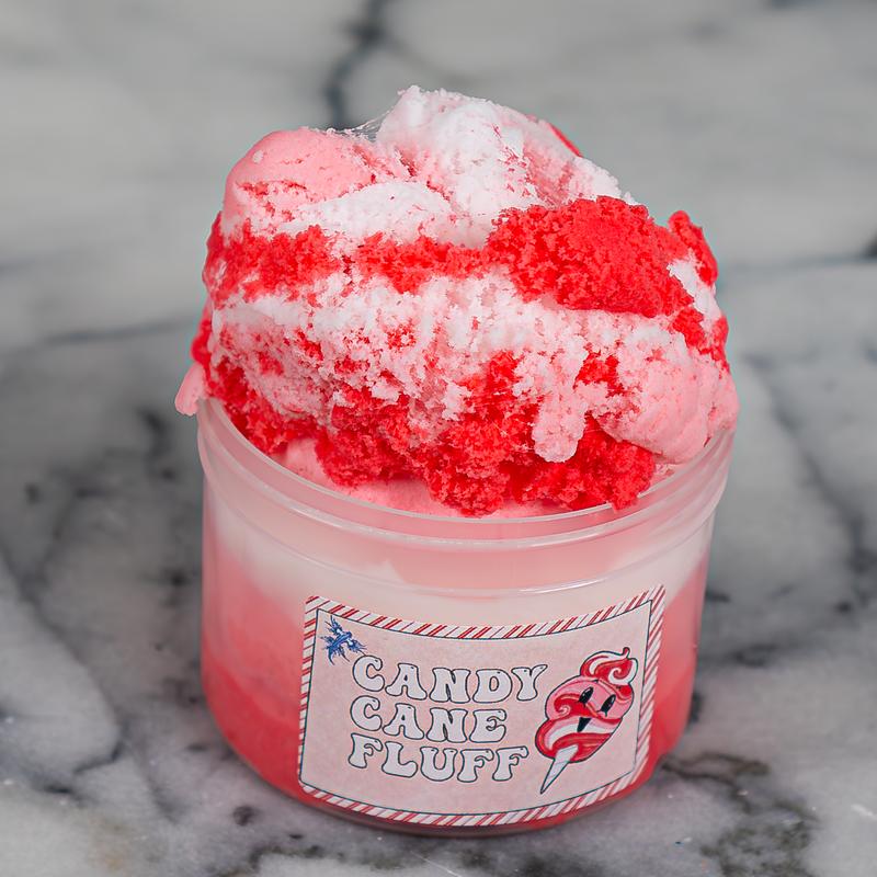 Candy Cane Fluff Slime - Cloud Slime - Sea Dragon Slimes Shop - stress relief, sensory play, slime therapy, Christmas slime, fluffy slime, regulation