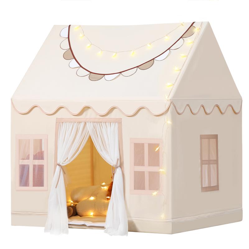 Sumbababy Play House Tent for Girl Large Playhouse Indoor Outdoor Fun with Mat, Star Lights, Banner Perfect Gift Toy Kid House playtent forkids