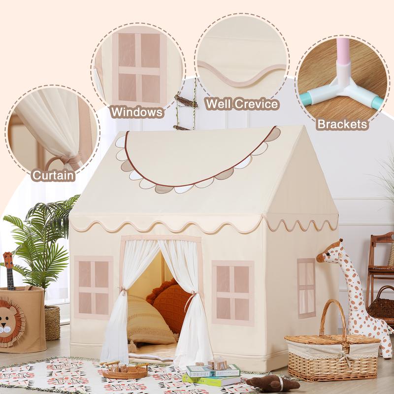 Sumbababy Play House Tent for Girl Large Playhouse Indoor Outdoor Fun with Mat, Star Lights, Banner Perfect Gift Toy Kid House playtent forkids