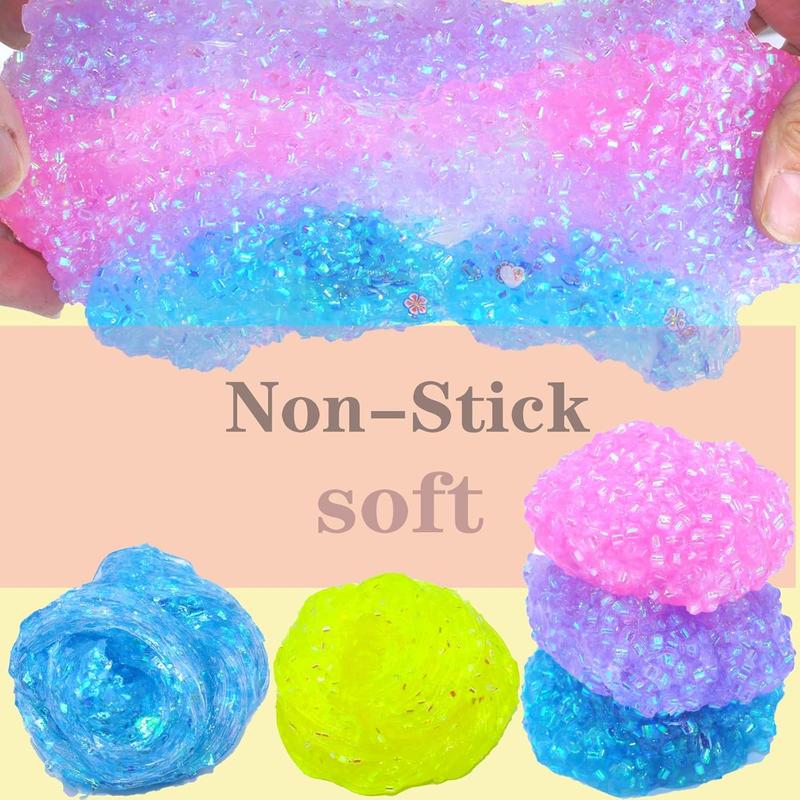 8Pack Glimmer Slime Crunchy Slime Kit with Shiny Glitter Slime, Non-Sticky Soft Slime, Girls and Boys Party Favors and Birthday Gift