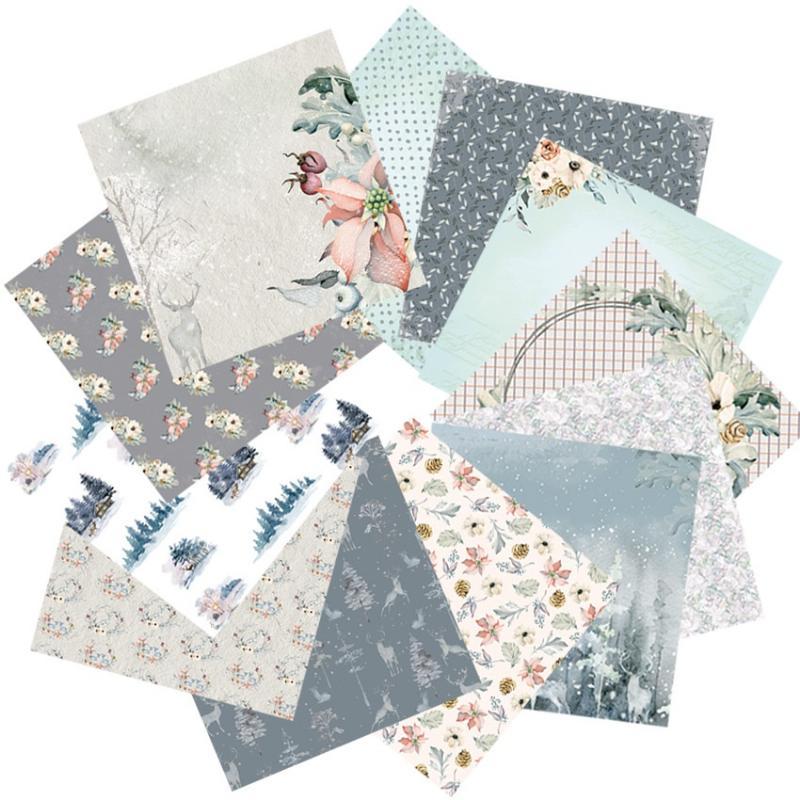 24 Sheets Winter Forest Pattern Origami Paper, Scrapbooking Card Making Paper for DIY Projects