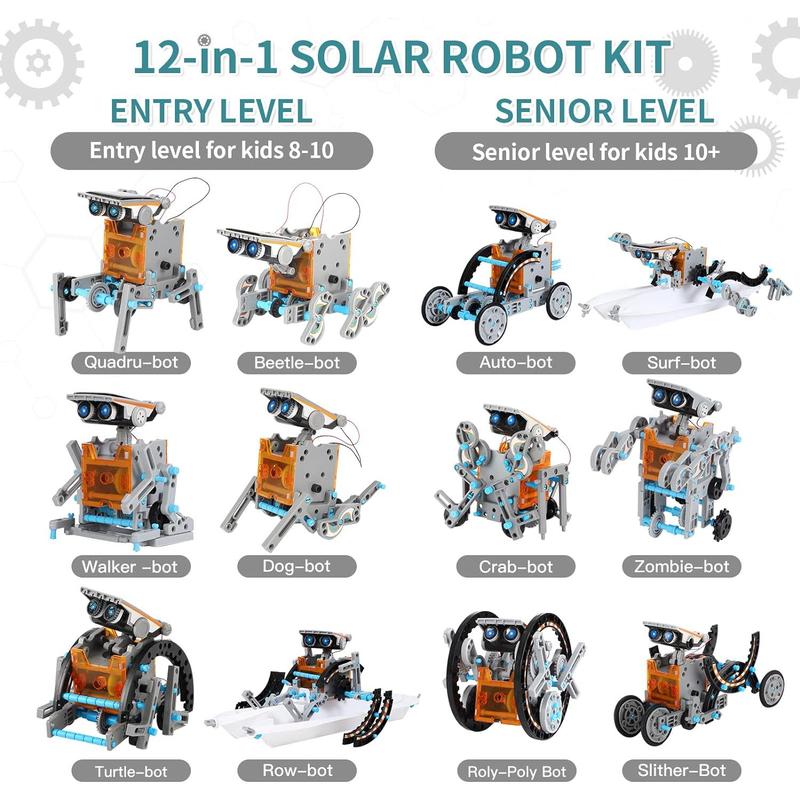 12-in-1 STEM Solar Robot Kit Toys Gifts for Kids 8 9 10 11 12 13 Years Old, Educational Building Science Experiment Set Birthday for Kids Boys Girls