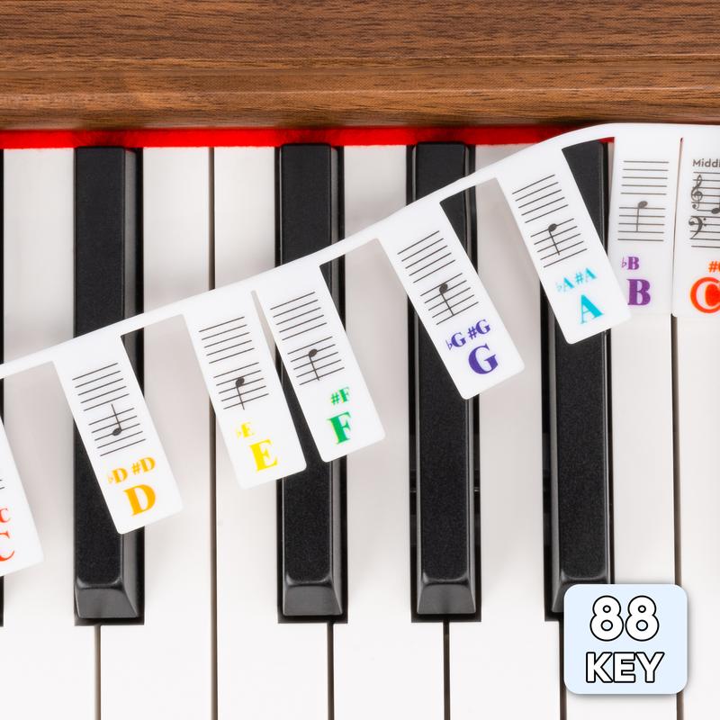 STRICH 88-Key Piano Keyboard Stickers, Bold Large Letter Removable Labels for Beginners and Kids, Multicolor Notes for Easy Learning