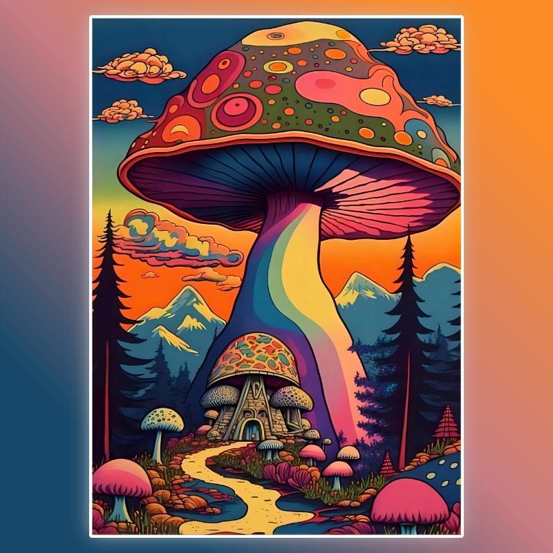 Magic Mushroom Pattern Diamond Painting Kit, DIY 5D Diamond Painting by Numbers Kit, Wall Art Decor