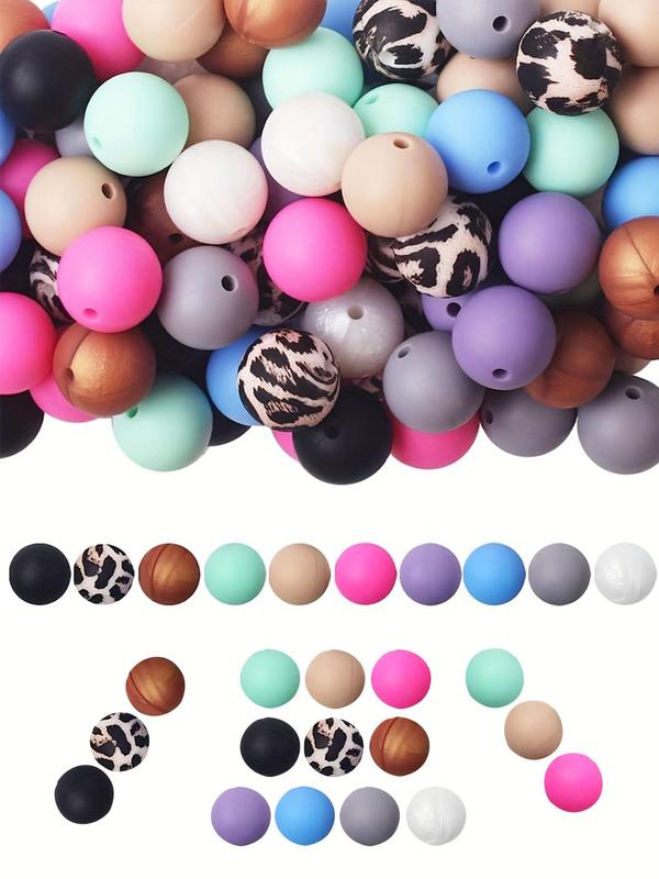 15mm Round Silicone Beads (100pcs set), DIY Jewelry Accessories for Necklace & Bracelet, Fashion Accessories for Women & Girls