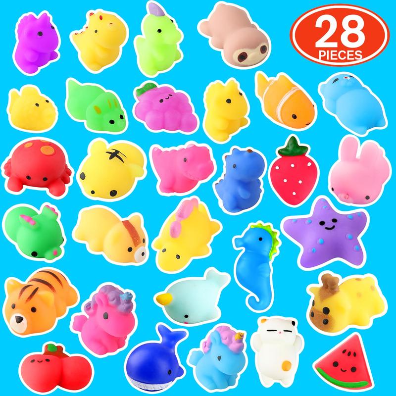 Mochi Squishy Toys 28pack Animal Mini Squishies Kawaii Party Favors for Kids Cat  Squishy Squeeze Stress Relief Toys Goodie Bags Novelty Toy Easter Gifts for Boys Girls Adults