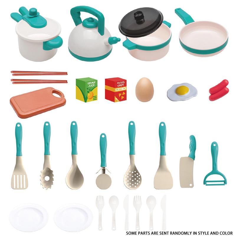 Kitchen Pretend Play Toy Set, 31pcs set Including Pot, Pan, Spatula, Egg, Fruit, Vegetable, Kitchen Toy for Kids, Birthday Gift for Boys & Girls