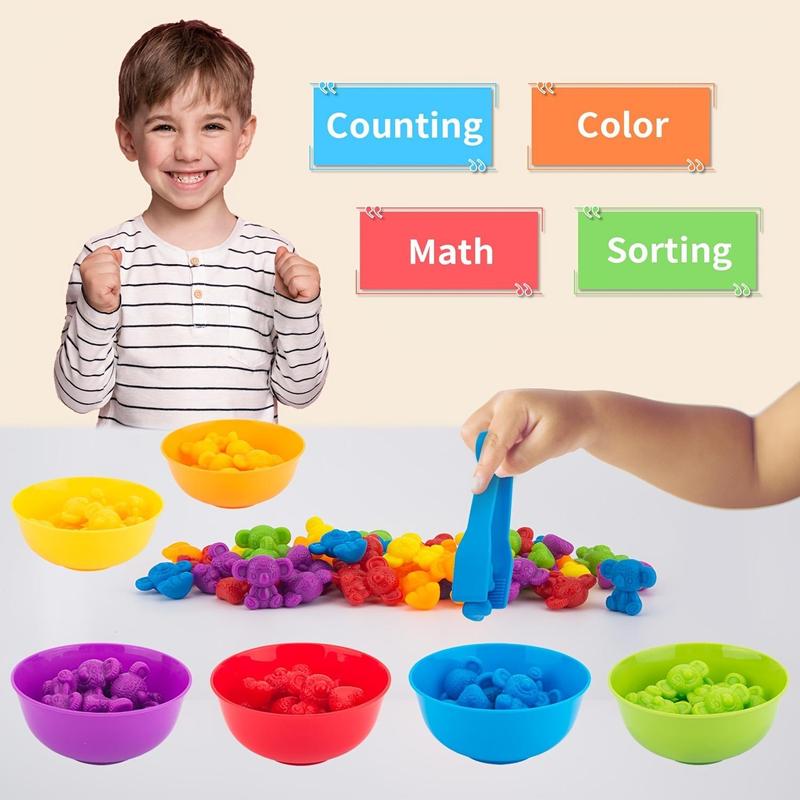 Counting Koala Toys Matching Game with Sorting Bowls, 1 Set Manipulatives Montessori Learning Toys, Color Classification and Sensory Game Set for Kids