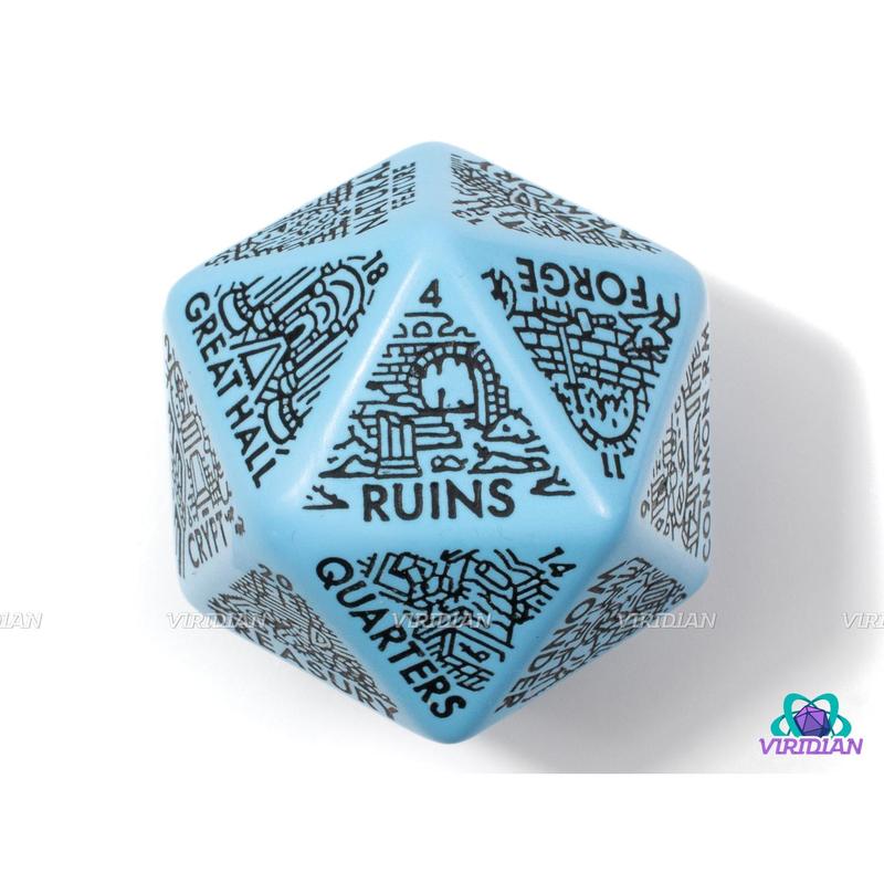 Dungeon: Room Generator Die | Create Room-Types for Castles Hideouts Caves Locations, D&D Random Dice, From Ritual Chambers to Throne Rooms, Improv, 31mm | Acrylic Giant D20 (1)