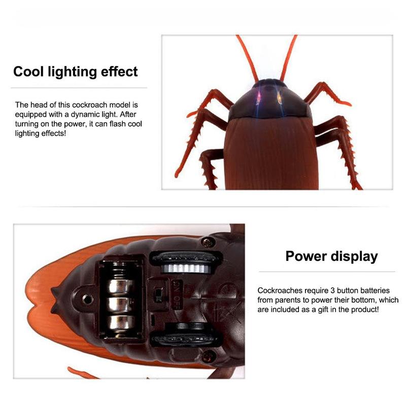 Cockroach Remote Control mischievous Animal Toys Electronic Realistic Fake Big Insect Bug Glowing Eyes Kids Gift mischievous fun for Halloween Christmas