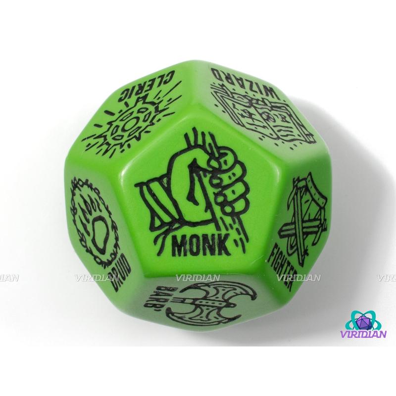 D&D Class Generator Die | Random TTRPG DnD Character Die, Improv, DM Dice Game Aide | Giant D12 Acrylic (1)