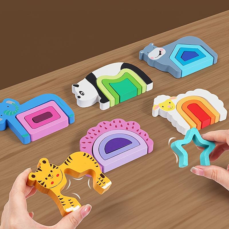 Edutree Animal Puzzles Hand-grabbing Panels Puzzles Montessori Toys Wooden Shape Classification Puzzles Sensory Toys Children Activities Preschool Learning Educational Toys