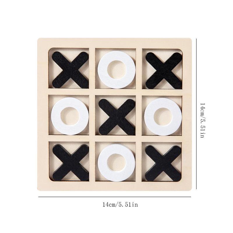 Wooden XO Board Game, 1 Set Logical Thinking Training Tic-tac-toe Board Game, Adult Toys Chess Board Game For Home Party, Educational Supplies For Students