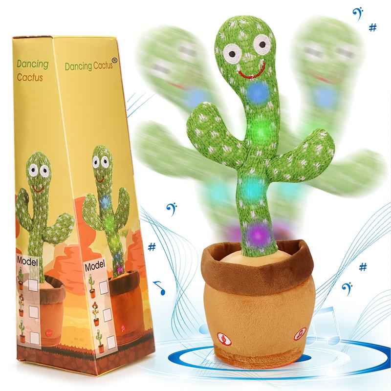 Dancing Cactus Toy for Pets，Dog and Cat Toy, Dancing Singing Toy,Repeats & Recording What You Say, Glows with LED Lights，Birthday Gift,Prank ToyA2