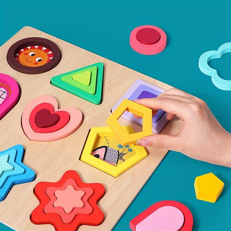 Edutree Animal Puzzles Hand-grabbing Panels Puzzles Montessori Toys Wooden Shape Classification Puzzles Sensory Toys Children Activities Preschool Learning Educational Toys