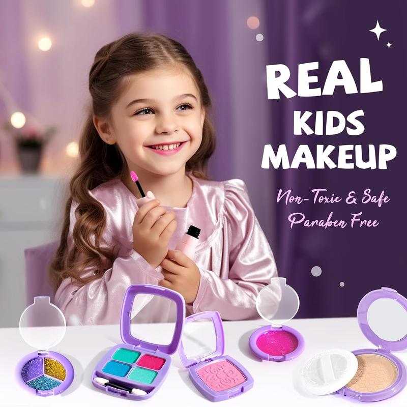 ULOVEME Kids Real Makeup Kit for Little Girls - Real, Non Toxic, Washable Make Up Toy - Umicorn Toys Gift for 3 4 5 6 7 8 9 10 12 Years Old Girls Birthday (Pink Umicorn)