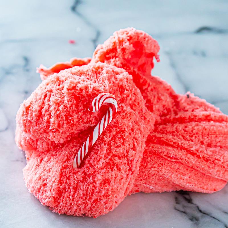 Candy Cane Fluff Slime - Cloud Slime - Sea Dragon Slimes Shop - stress relief, sensory play, slime therapy, Christmas slime, fluffy slime, regulation