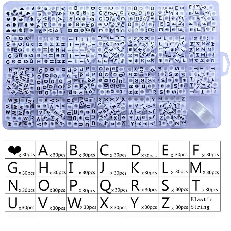 810pcs Set Acrylic Alphabet Bead, DIY Jewelry Making Supplies For Bracelet Necklace Keychain