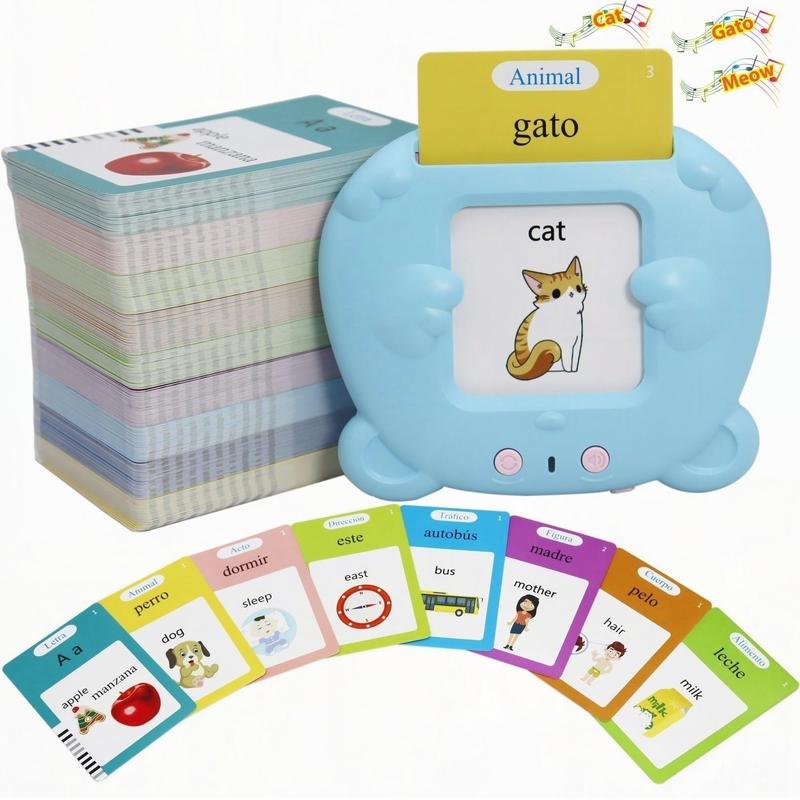 224 510(Spanish&English) Words Alphabet BilingualTalkingHash Cards for 3-8 YearsToddlers.Pocket Speech BuddyTherapy AutismToys,  EducationalLearing InteractiveToy for Boys GirlsKids Gifts Blue