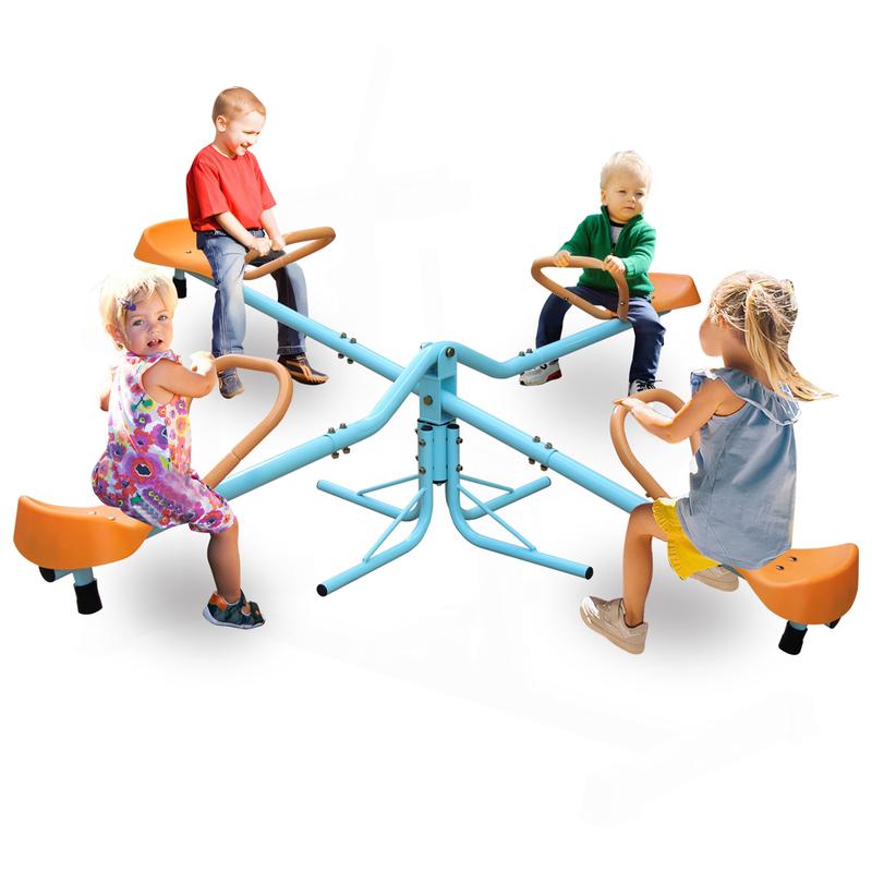 Outdoor Kids Spinning Seesaw which has 4 seats - Outdoor Playground Equipment for kids 3 - 8 years to play at Backyard