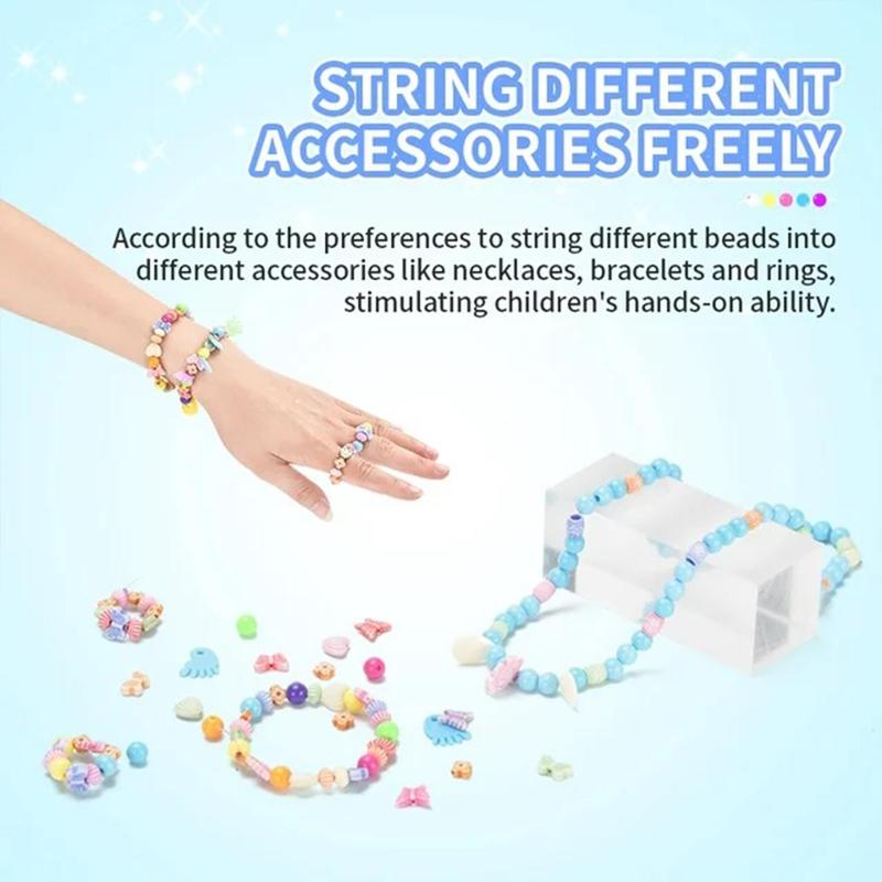 DIY Beaded Materials Kit, 1 Box Creative Intelligence DIY Bead Bracelet Necklace Making Jewelry Toy Kit, Great for Kids' DIY Crafts, Christmas Stocking Filler