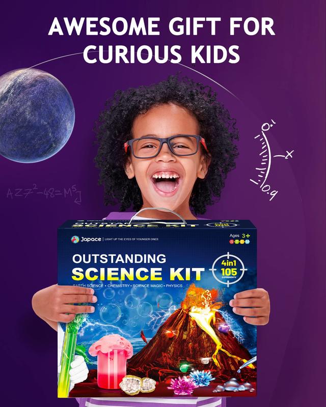 Japace 4-in-1 Science Kits for Kids Age 6-14 | 105 Experiments | STEM Educational Toys for Boys & Girls | Cool Christmas & Birthday Gift