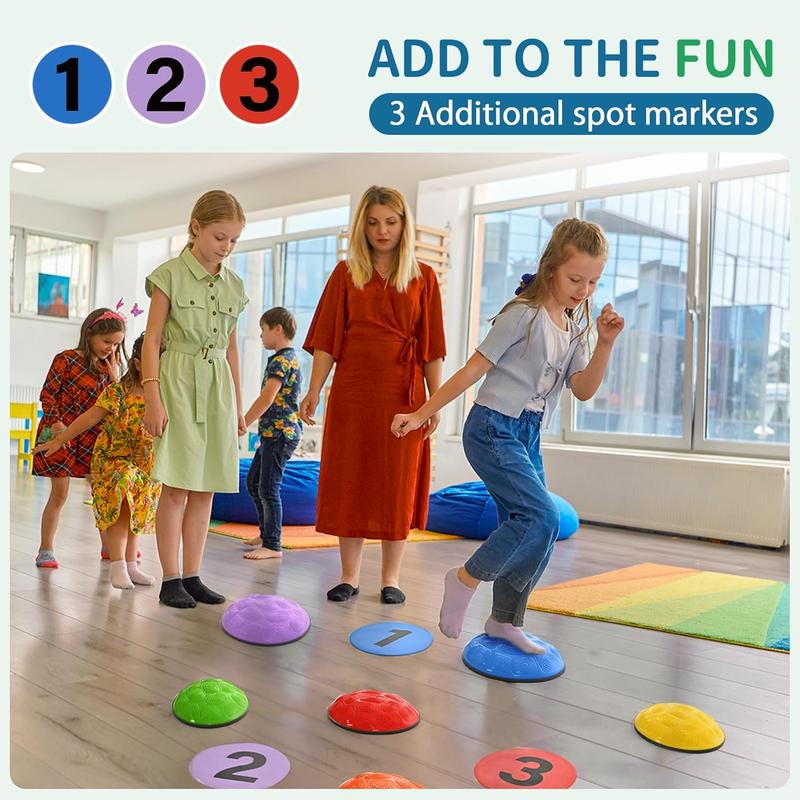 OUTREE Stepping Stones for 3+Years Old, 6 Pcs Balance Training and Sensory Coordination Turtle Stepping Stones for Obstacle Course，Non-Slip Bottom Balance Stones for Indoor or Outdoor Play