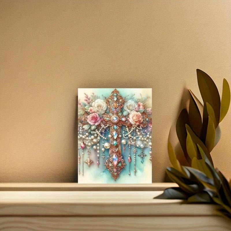 Flower Pattern DIY 5D Diamonds Arts Painting Kit without Frame, DIY Decorative Art Picture for Beginners, Wall Art Decor for Home Living Room Bedroom