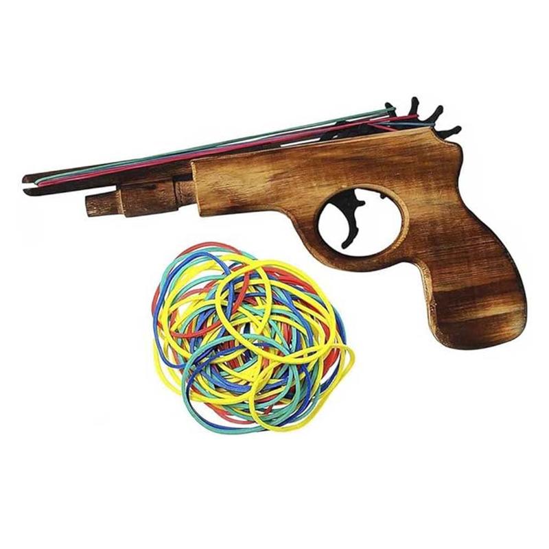 Wooden Rubber Band Gun Kids Toy with 100 Rubber Bands 9