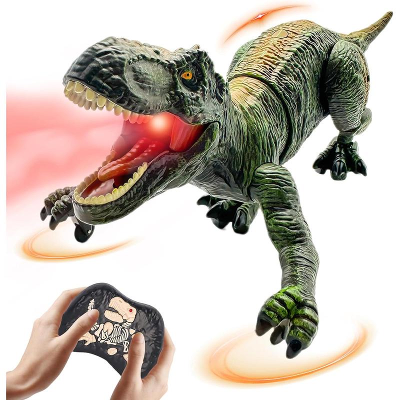 Remote Control Dinosaur Toys for Kids 3-5, 5-7, 8-12, 10-12, Electronic RC T Rex Dino Robot Toy for Boys, Top Christmas & Birthday Gifts for 6 7 8 9 10 11 & 12 Year Old Boys (Color: Green)