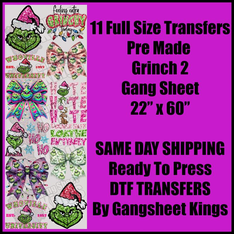 Premade Glitter Bow Xmas Gangsheet | DTF transfers | Ready to press | Direct to film Transfer | Quick shipping| Premade gang sheet