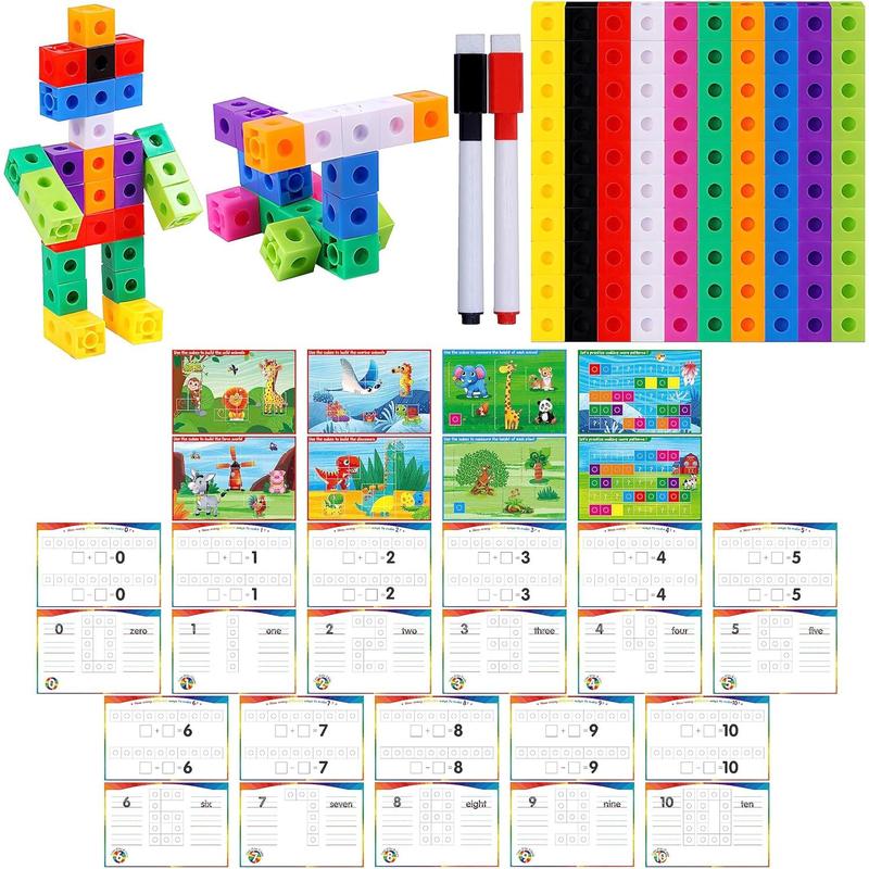 Math Linking Cubes, Set of 100 Math Cubes Manipulative Connecting and Counting Snap Blocks for Early Math and Construction, Homeschool