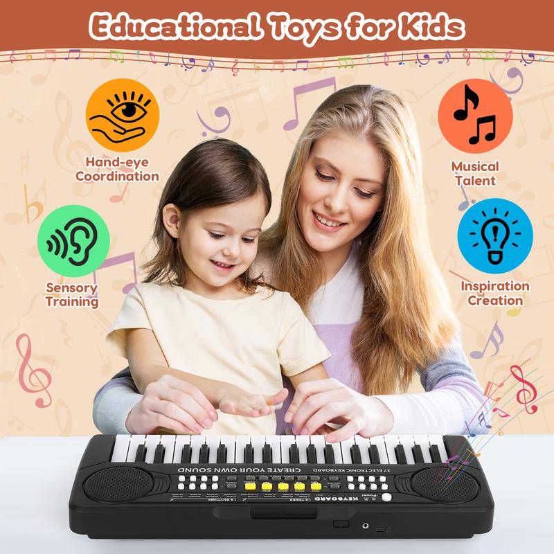 37 Key Pink Piano for Kids Music Toys for 3+ Year Old Girls Upgrade Keyboard Piano for Beginners Kids Toy Piano with Microphone Toys for 3 4 5 6 7 8 Year Old Girls Boys Gifts