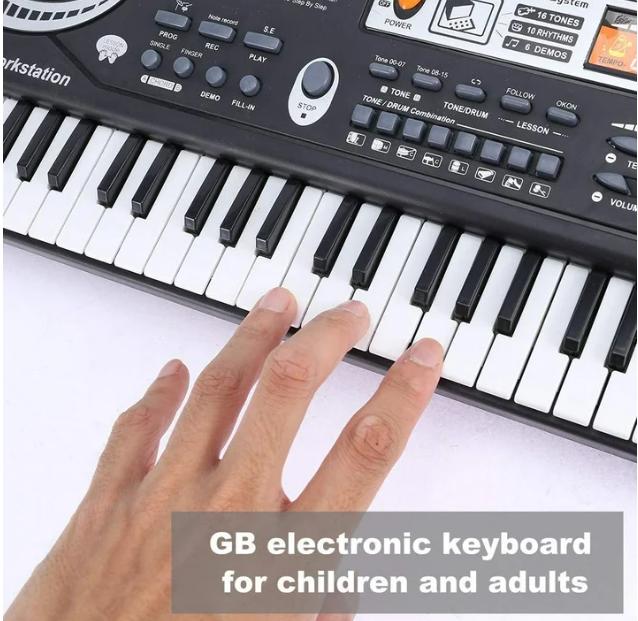 61 Key Digital Music Piano Keyboard for Kids,Portable Electronic Musical Instrument,Multi-function Keyboard with Microphone Gifts for Boys and Girls