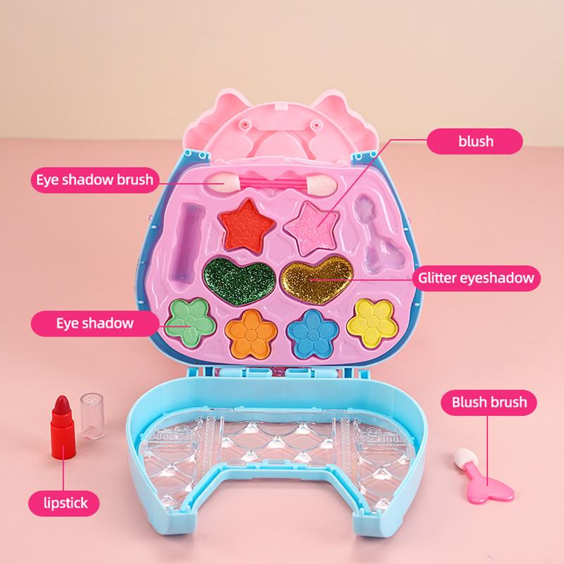 Makeup Kit for Girls - Princess Real Washable Make Up Set, Safe & Non-Toxic Little Girl Makeup Set, Handbag Girls Toy for Little Girls Aged 5 6 7 8 9 10+ (Eyeshadow Colors Are Shipped Randomly)