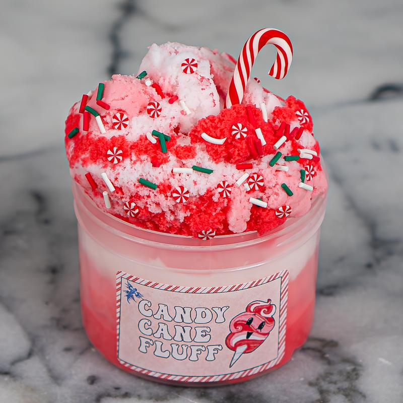 Candy Cane Fluff Slime - Cloud Slime - Sea Dragon Slimes Shop - stress relief, sensory play, slime therapy, Christmas slime, fluffy slime, regulation