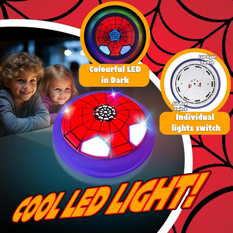 Hover Soccer Ball Indoor Toys,Spider Boy Toys Gifts for Ages 4 5 6 7 8 10 12 Years Old,Air Floating Soccer Toy with LED Lights Foam Bumper,Kids Soccer Toys Birthday Gifts for Boys Girls (1 Pack)