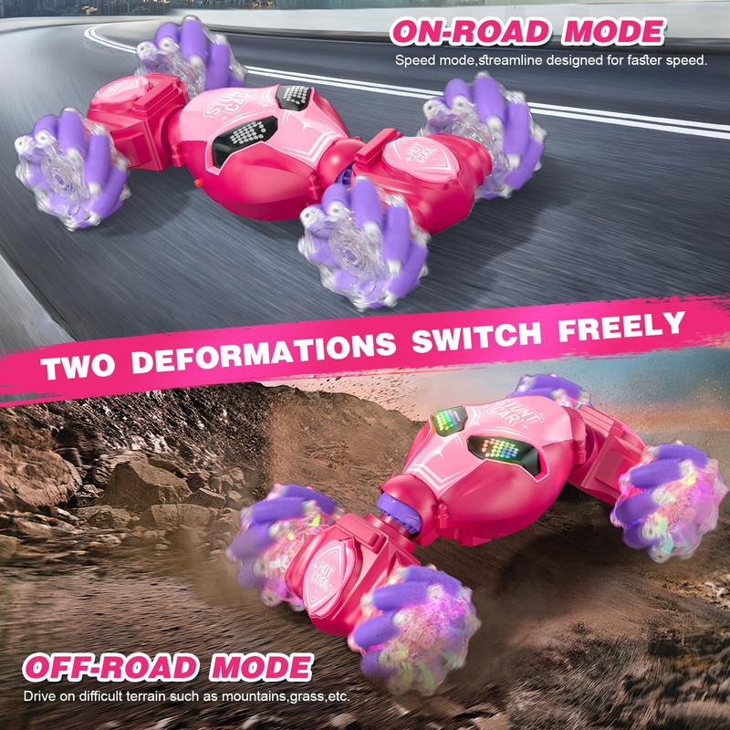 Gesture Sensing RC Stunt Car Toys for Girls Age 6-8-12, 4WD 2.4Ghz Hand Controlled Remote Control Twist Car Off Road 360°Rotation Drift with Light Music for Kids Girls Birthday Gifts traxxas xrt