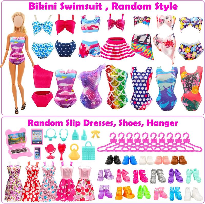 Christmas gift 57 Pack Doll Clothes and Accessories Set for 11.5 Inch Doll - Includes Fashion Dresses, Wedding Gowns, Shoes, Hangers, Cosmetics & More