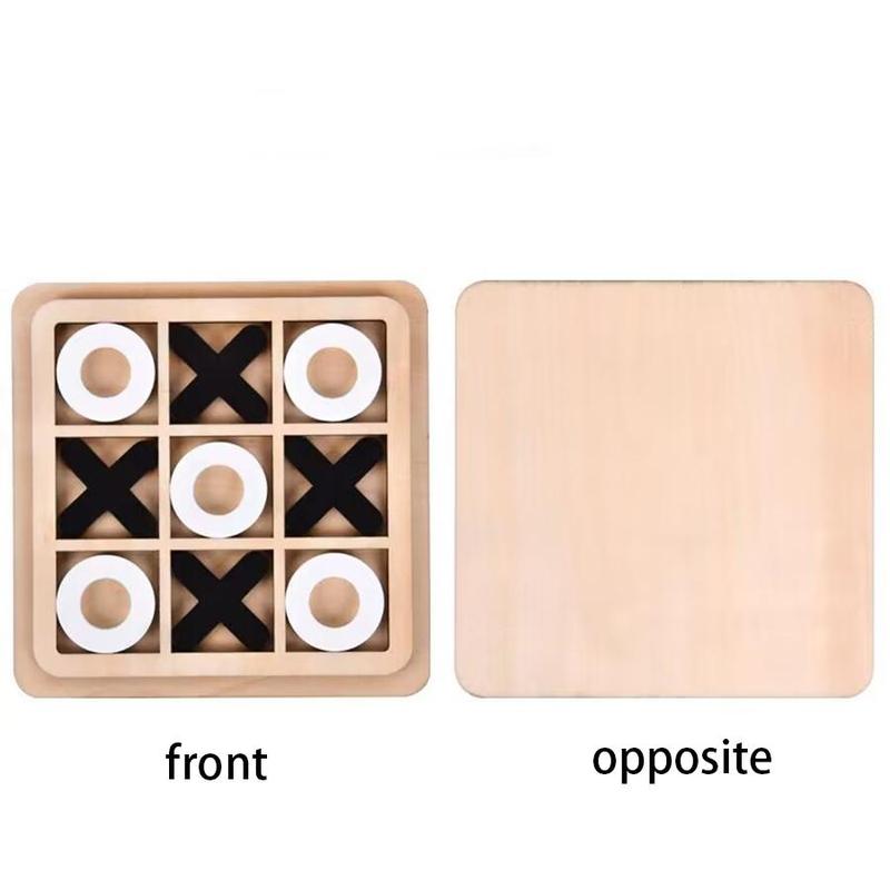 Wooden XO Board Game, 1 Set Logical Thinking Training Tic-tac-toe Board Game, Adult Toys Chess Board Game For Home Party, Educational Supplies For Students