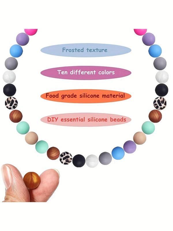 15mm Round Silicone Beads (100pcs set), DIY Jewelry Accessories for Necklace & Bracelet, Fashion Accessories for Women & Girls