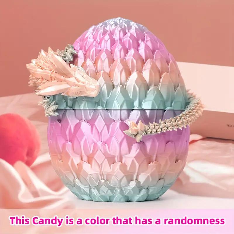 Christmas 3D Printed Crystal Dragon Egg with Articulated Dragon, Random Color Dragon Egg Toy, Dragon Fidget Toy, Perfect for Collectors, Party Decor & Gifts