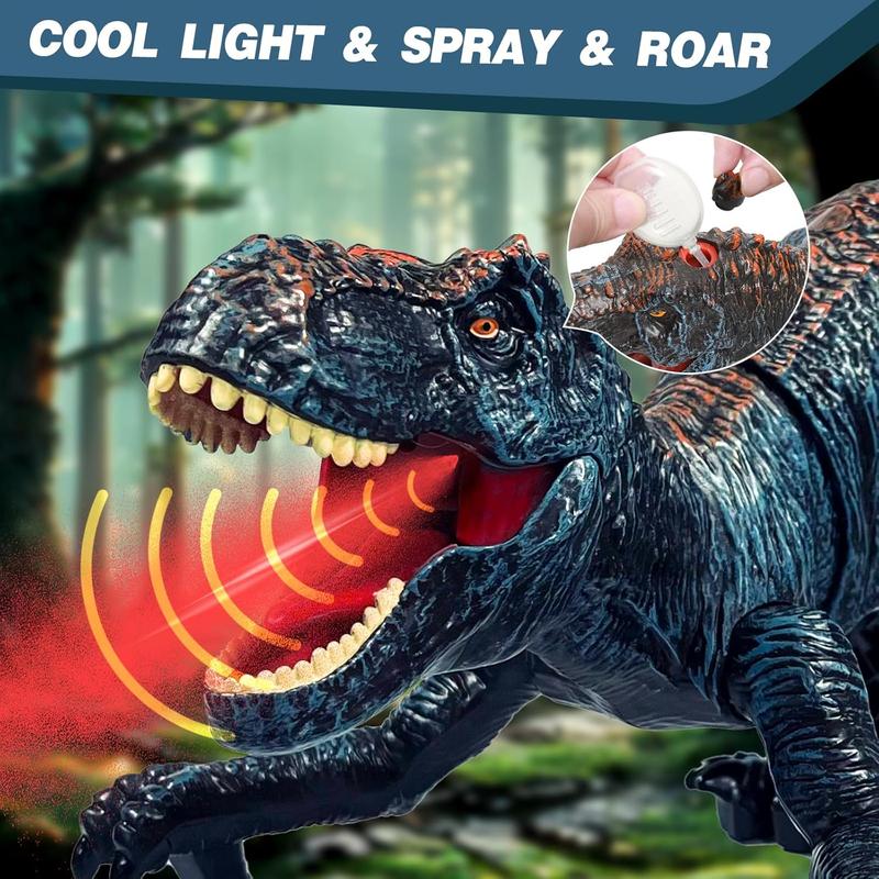 Remote Control Dinosaur Toys for Kids 3-5 4-7 8-12 Year Old, Electronic RC Robot Dinosaur with Spray & Light & Roar, Realistic Walking T-Rex Toys Birthday Gifts for Boys Girls