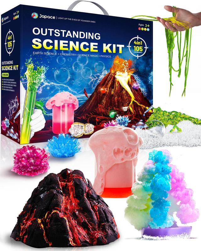 Japace 4-in-1 Science Kits for Kids Age 6-14 | 105 Experiments | STEM Educational Toys for Boys & Girls | Cool Christmas & Birthday Gift